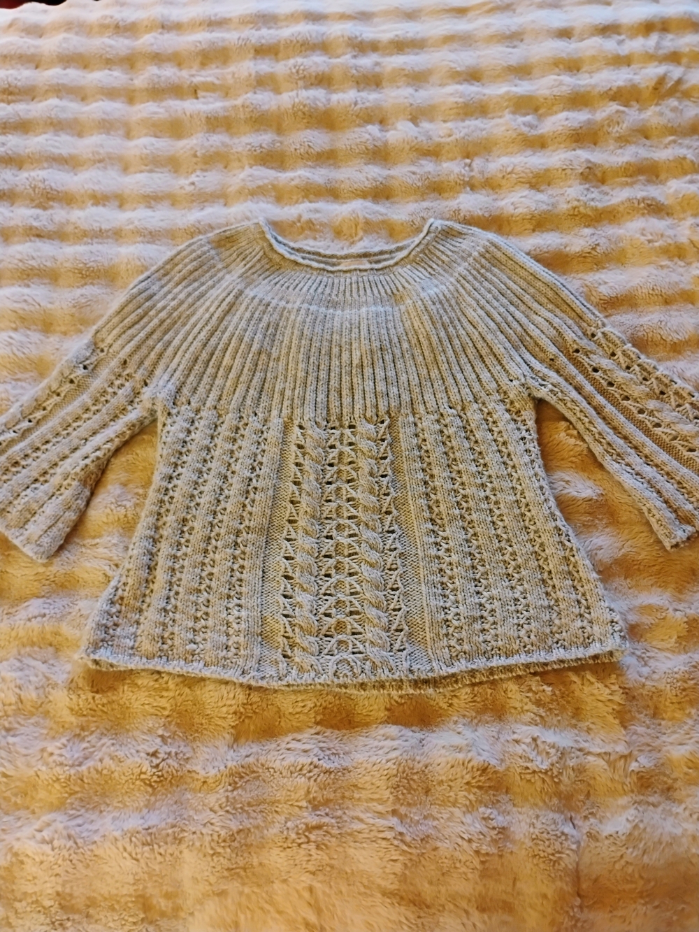 Sundance Light Gray  Cable-Knit Scoop Neck Sweater